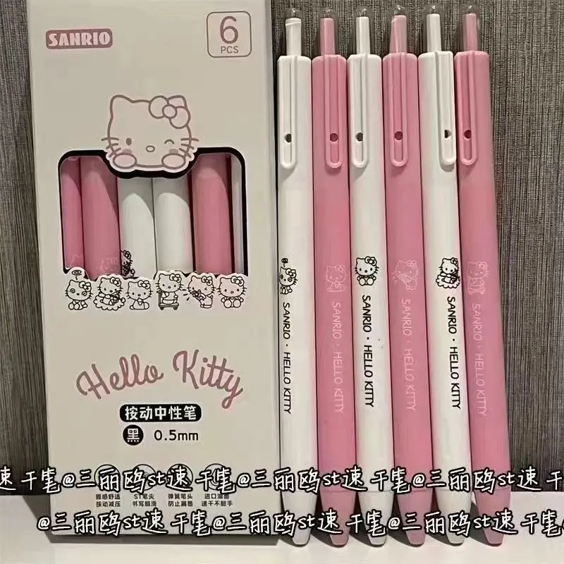 

Cute Hello Kitty Press Neutral Pen Ins High Beauty Student Brushing Exam 0.5st Smooth Spring Head Black Pen Wholesale