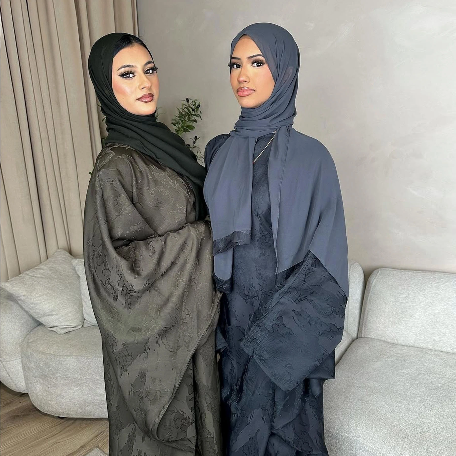 Jacquard Satin Closed Abaya Dubai Luxury Muslim Hijab Dress Loose Abayas for Women African Turkey Ramadan Islamic Clothes Kaftan