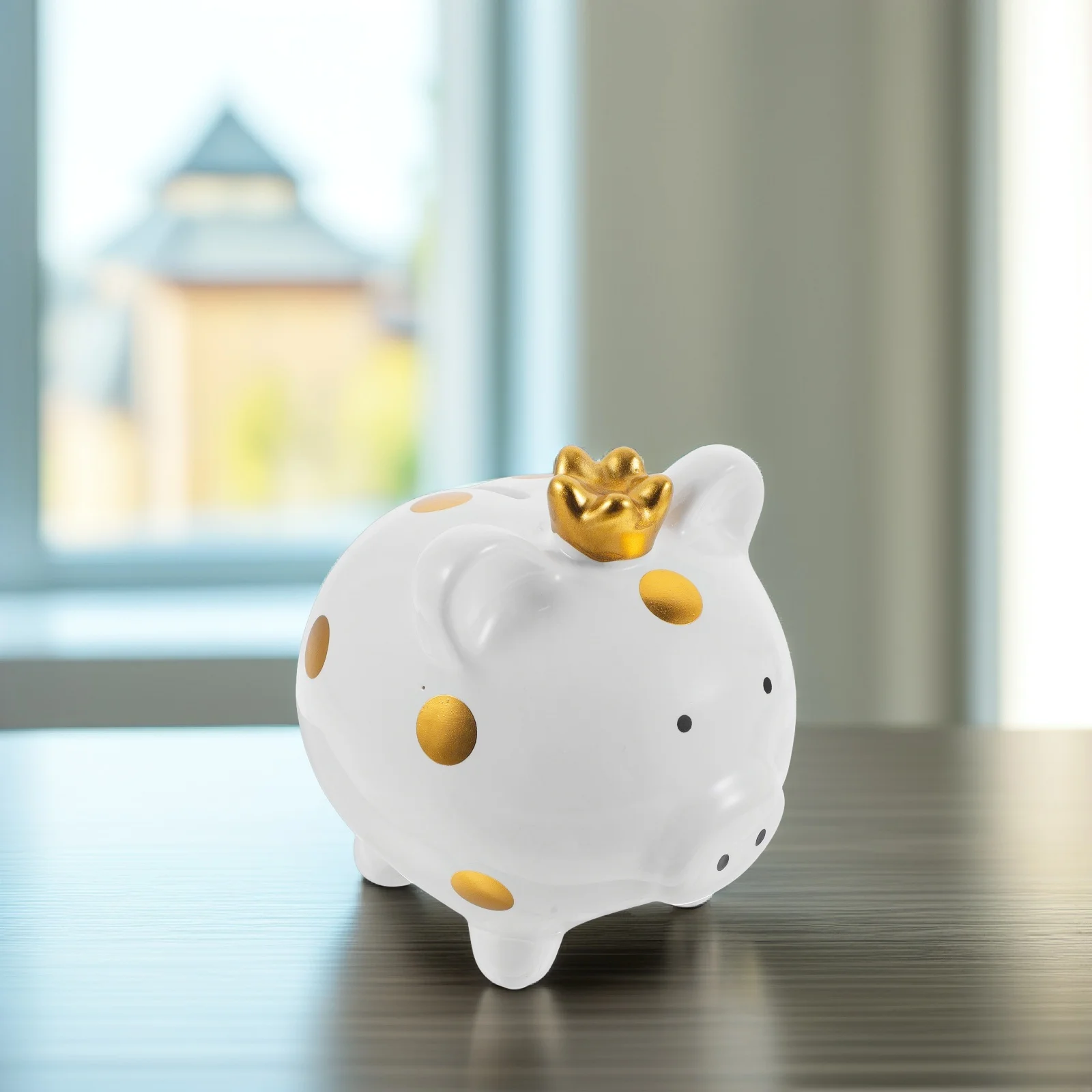 Small Ceramic Cartoon Piggy Bank Toddler Money Saving Jar Removable Rubber Plug Kids Coin Container Desktop Ornament