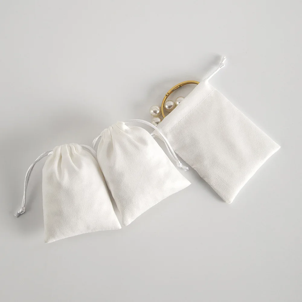 10Pcs Flannel Drawstring Jewelry Bag Suede Velvet Cotton Muslin Wedding Favors Gift Pouch Personalized Packaging Display Storage