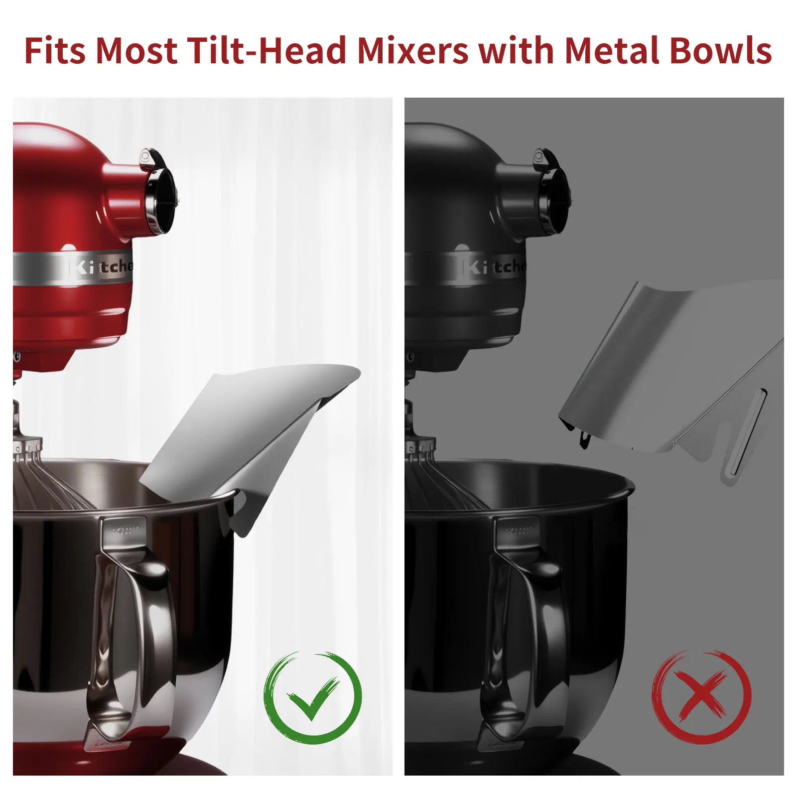 1pc Stainless Steel Tipping Guard for Stand Mixers-Stainless Steel Mixer Bowl Compatible With KITCHENAID TILT-HEAD STAND MIXERS image 3