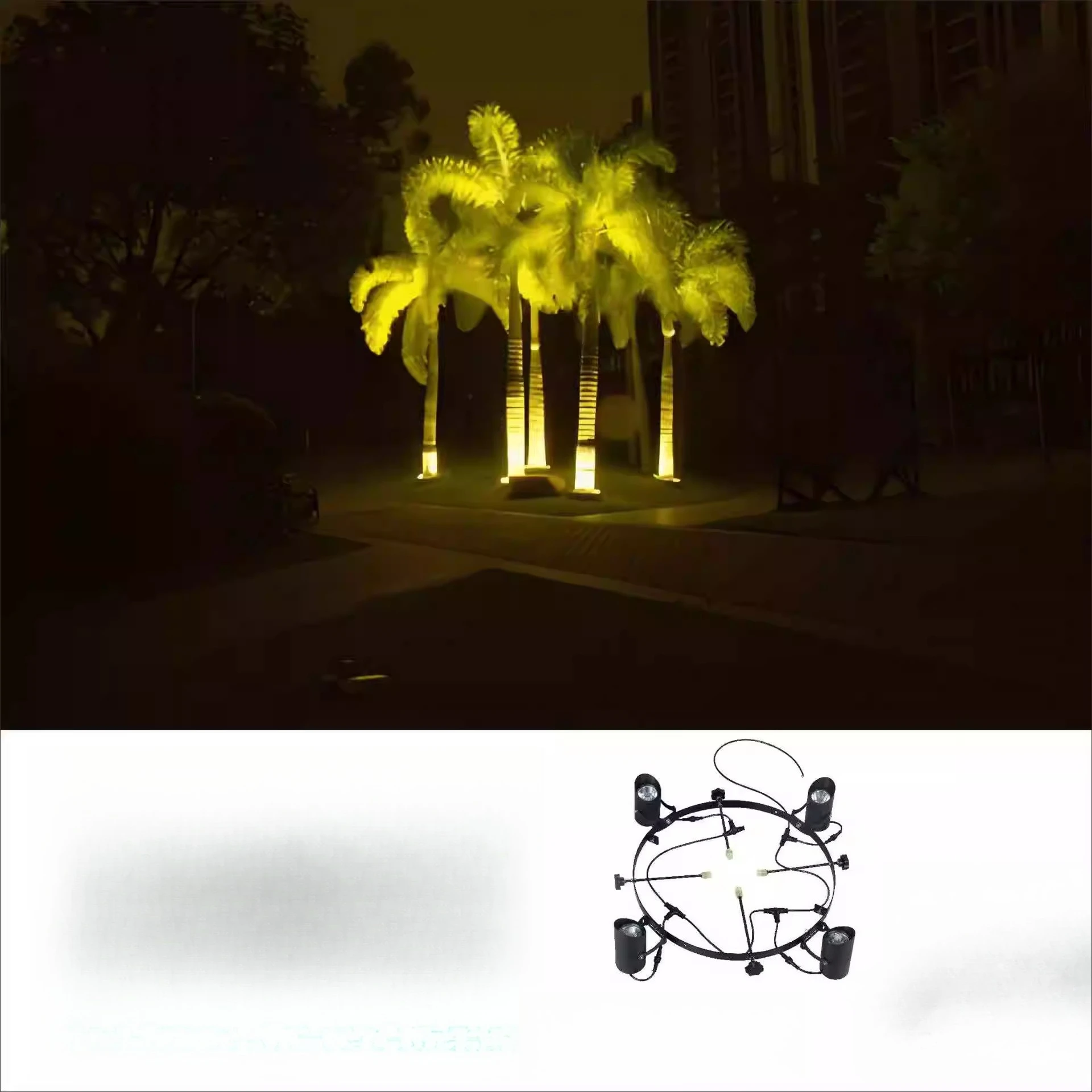 Out Door Coconut Tree Light Decorative Cycle Ring Up and Down Palm Tree Light for Landscape Light