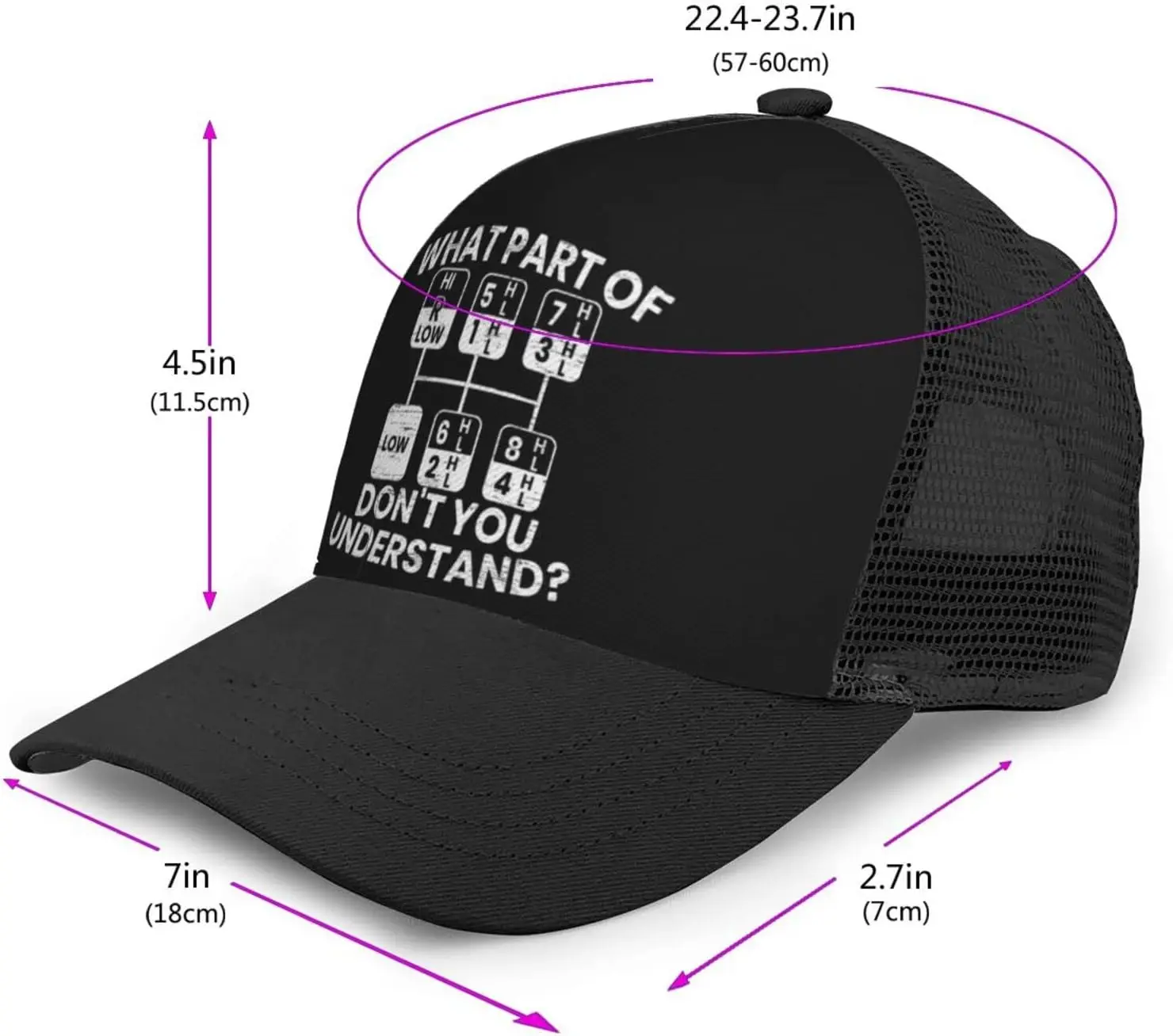 What Part of Don't You Understand Funny Truck Driver Gift Baseball Caps for Men Black Mesh Trucker Hat Sun Hat Dad Hat