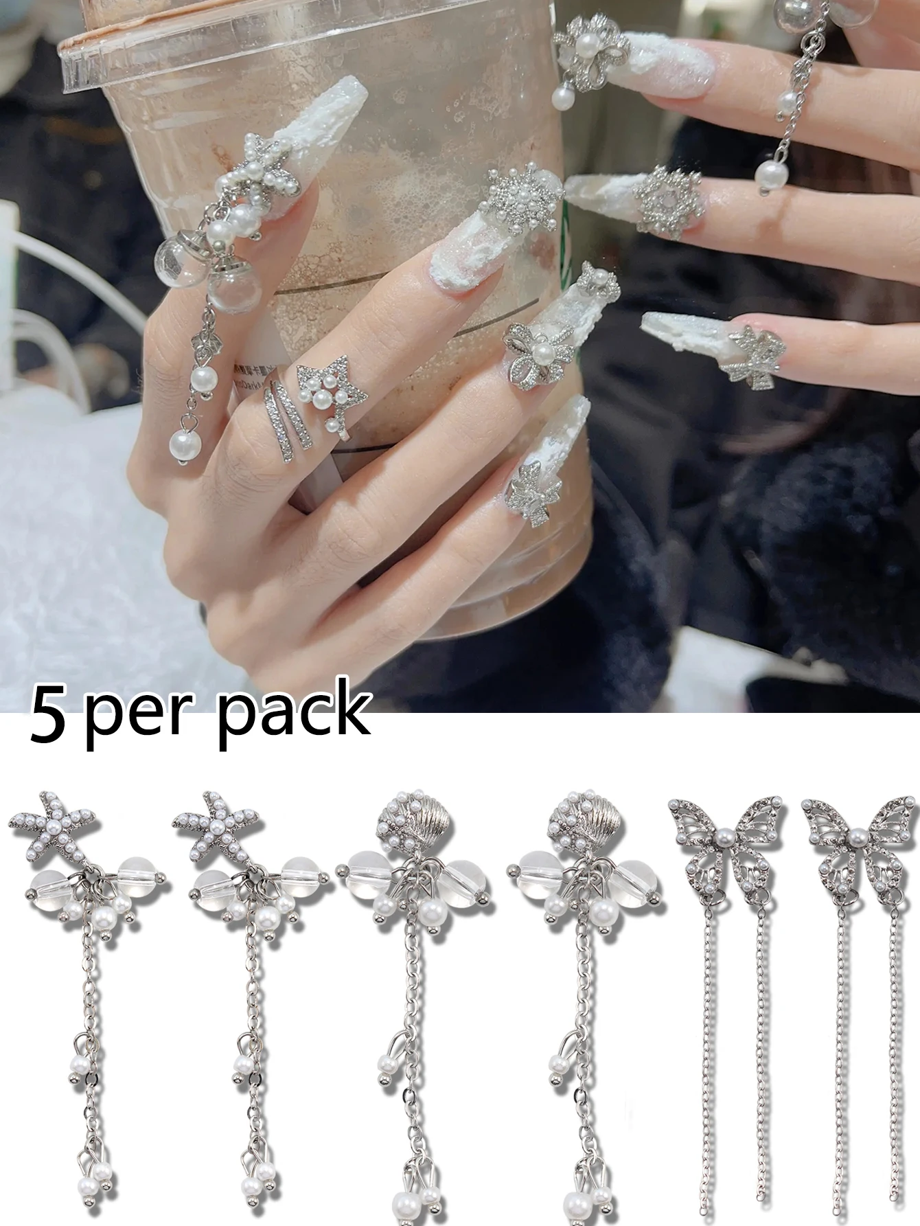 Y2K Tech Accessories - 5 Buah Aksesori Seni Kuku Gaya