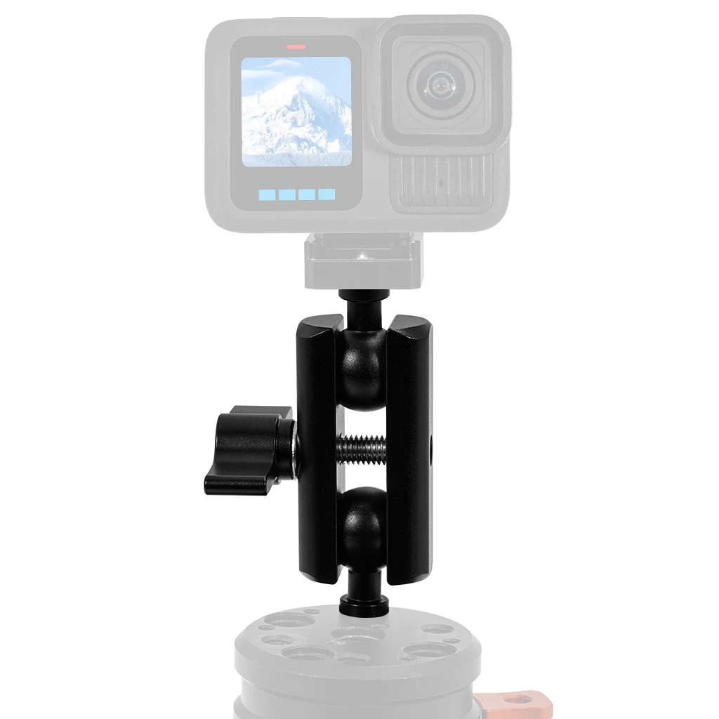 Aluminium-Doppelsockel-Arm-Verlängerungshalterung für 17 mm Kugelkopf-Clip-Halter, Lichtklemme für RAM für Gopro 13 12 Insta360 X4 Kamera – Detail 9
