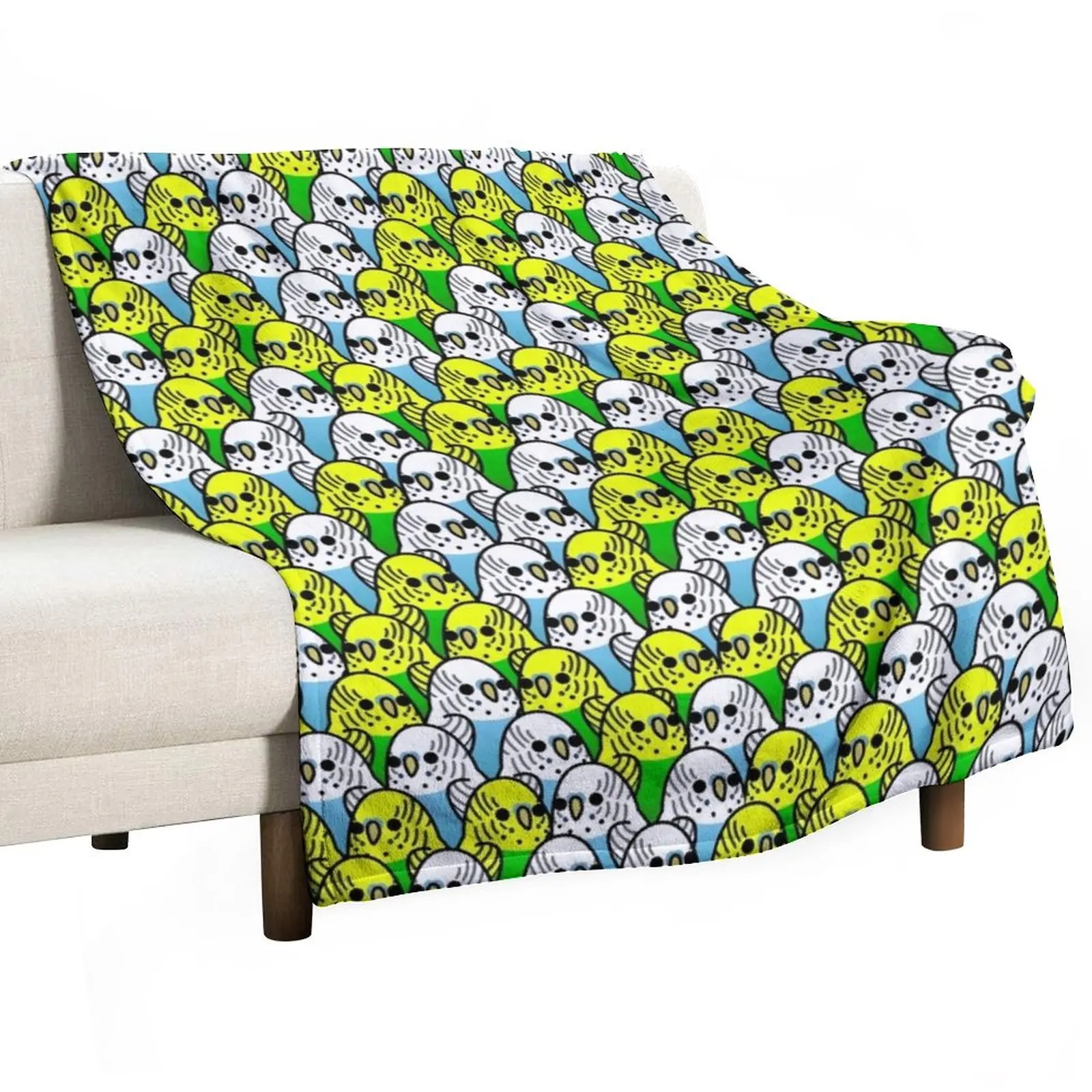 Too Many Birds! - Budgie Squad 1 Throw Blanket Giant Sofa Blanket Shaggy Blanket