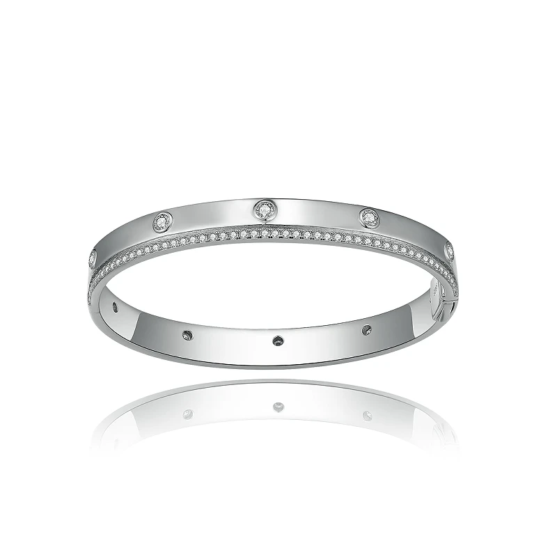 Cross border circular moissanite bracelet S925 made of pure silver plated with 18k moissanite diamonds, fashionable and versatil