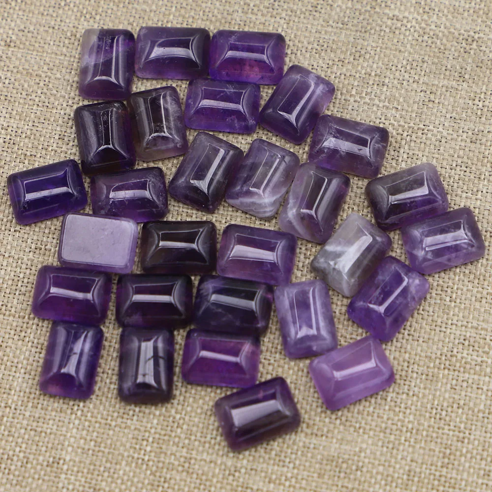 14x10mm Natural Stone Square Shape CAB Cabochon Beads Amethyst for Jewelry&Clothes Accessories Wholesale 50pcs Free Shipping