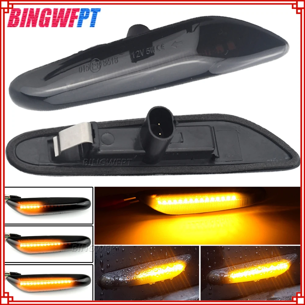 2PCS For BMW E60 E61 E87 E90 E91 E92 E93 E81 E82 E88 E46 X3 E83 X1 E84 NEW LED Flashing Dynamic Turn Signal Side Marker Lights