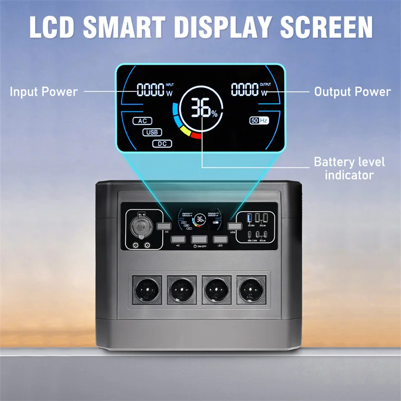 LiFePO4 Portable Outdoor Energy Storage Power Supply DC AC 12V 2016Wh Solar Power Generator 2000W Fast Charging Power Station