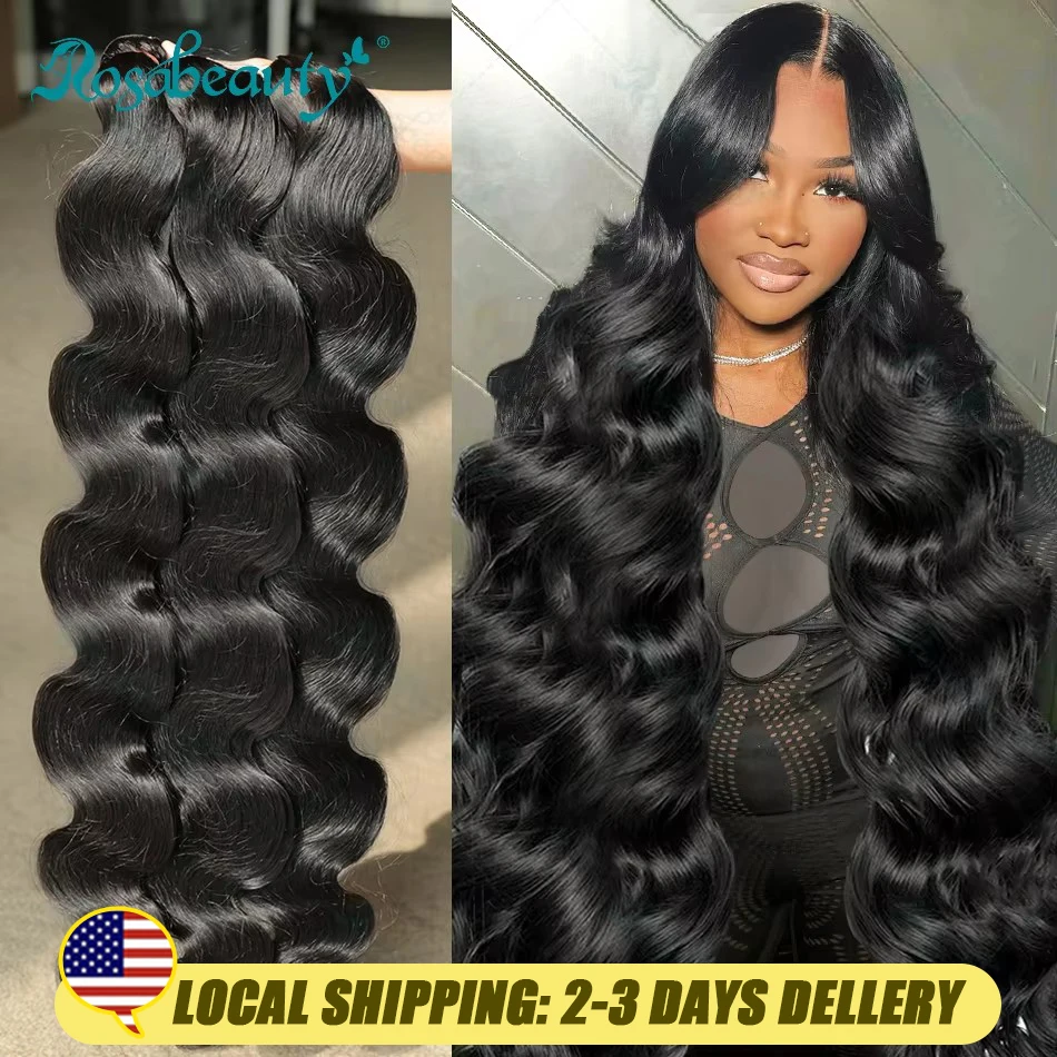 30 32 34 Inch Body Wave Bundles 100% Human Remy Raw Hair Weave Bundles Brazilian Weave Extension 3 Bundles Weft Natural Black