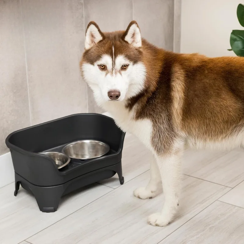 Mess Proof Dog Bowls Elevated for Large and Medium Sized Dog, No Spill Raised Dog Food Bowl Stand