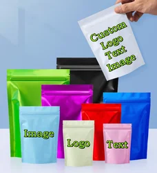 100PCS Matte Stand-up Aluminum Foil Ziplock Bag DIY Matcha Tea Coffee Sugar Snack Dates Spice Custom Logo Gift Storage Pouches