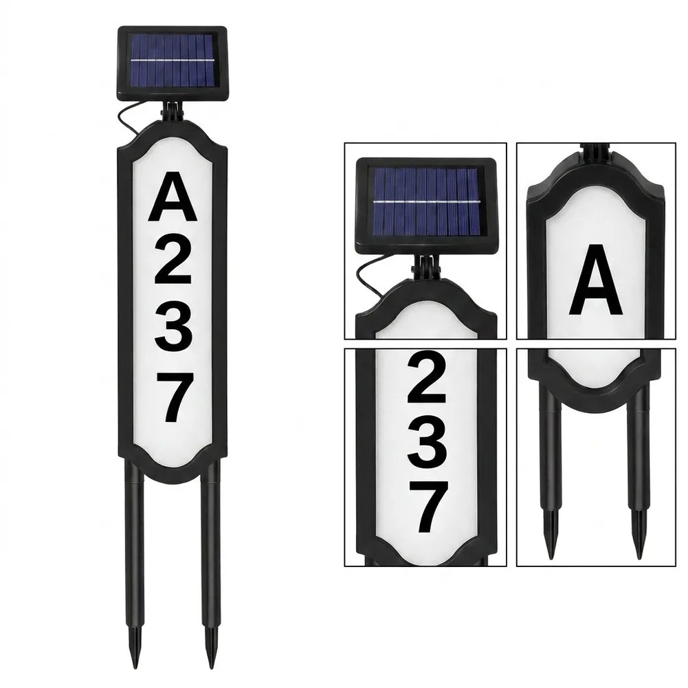 Auto Sensing Solar Ground Mounted Doorplate Light for House Numbers with Dusk Detection and Low Power Consumption