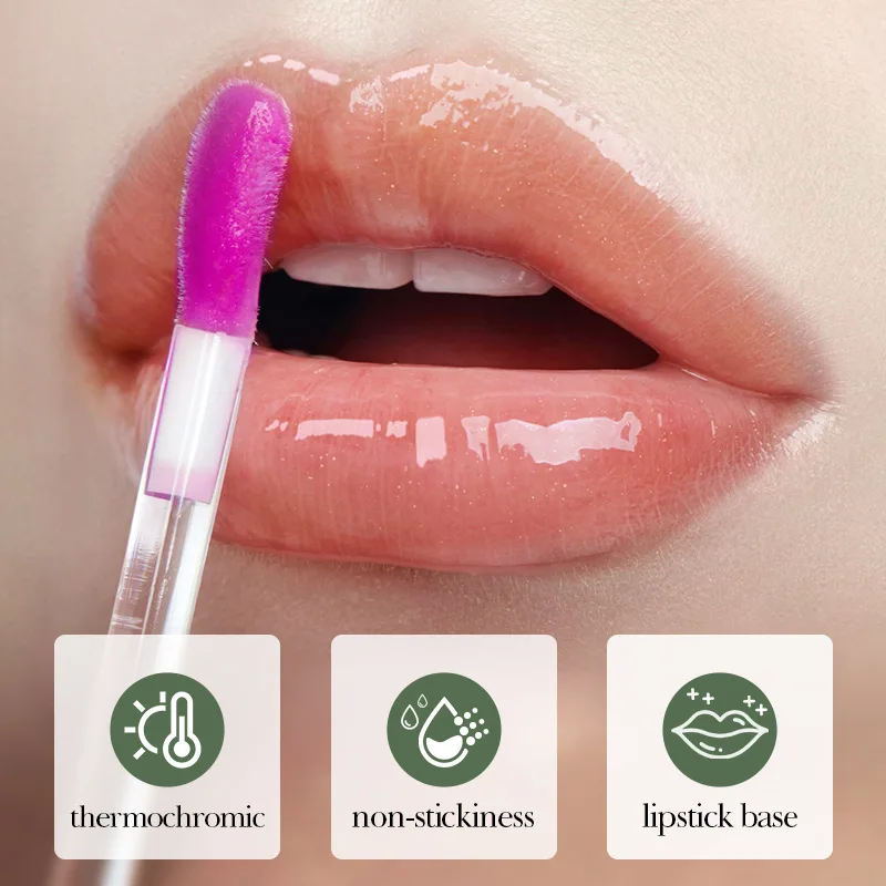 SADOER Fresh Flower Warm Color Changing Lip Oil Moisturizing Lipstick Hydrating Plumping Lip Balm Plumper Skin Care