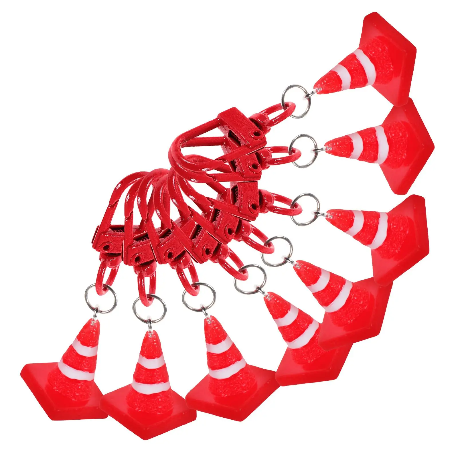 

8 Pcs Red Road Cone Keychain Traffic Shaped Pendant Zipper Ornament Hanging Charm DIY Decor Gift Lightweight Resin