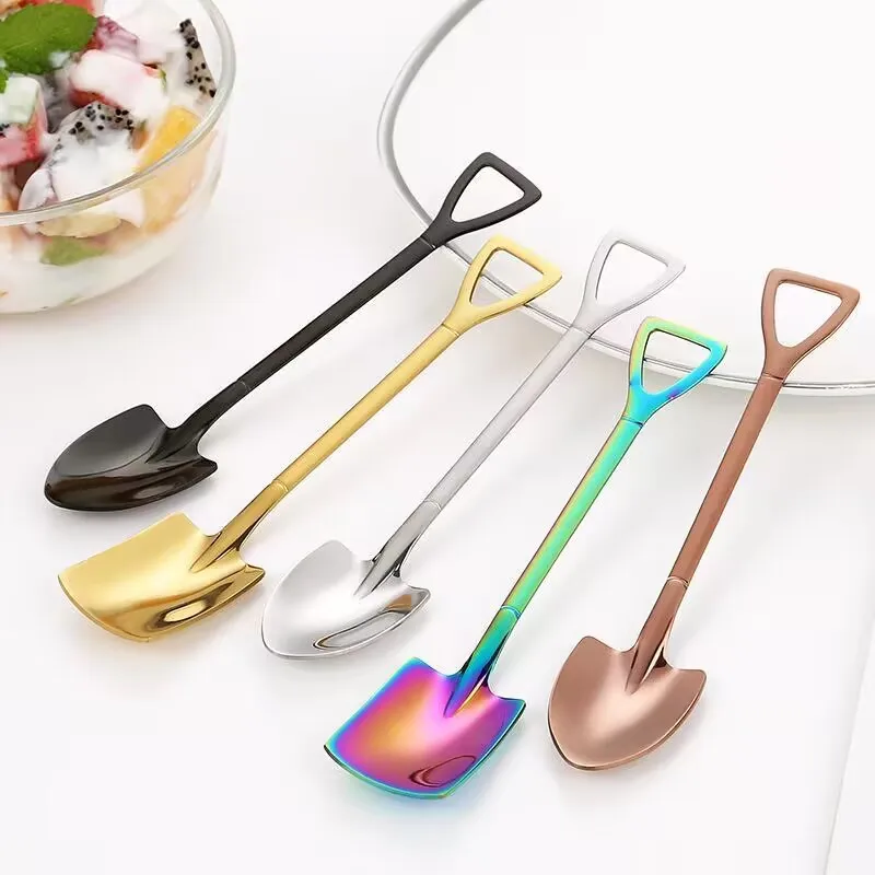 304 Stainless Steel Spade Spoon Retro Kitchen Tableware Watermelon Ice Cream Honey Creative Personality Spoon As A Gift