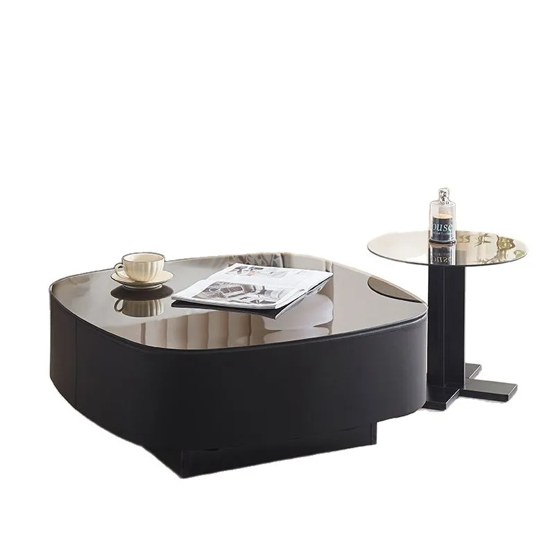 

Light luxury rock slab modern square living room coffee table high-end simple home