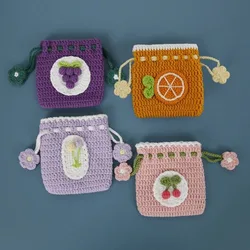 Sweet Hand-Woven Coin Bag Knitted Wool Crochet Bag Mini Change Pocket Finished Children Cute Coin Bag Convenient