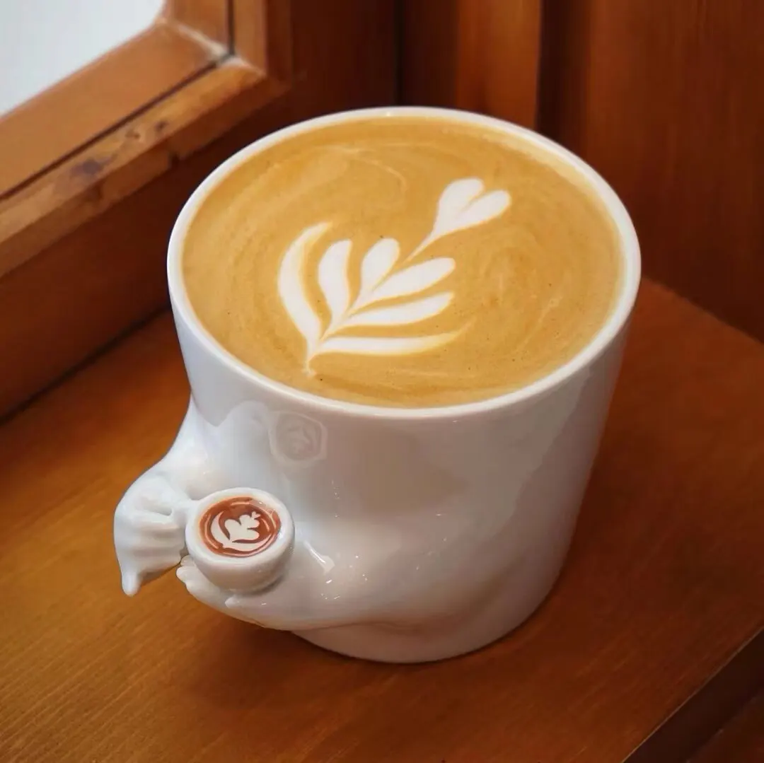 Handmade Ceramic Latte Flower Shape Coffee Cup Funny Coffee Mugs Gag Gift for Coffee Lovers Unique Gift