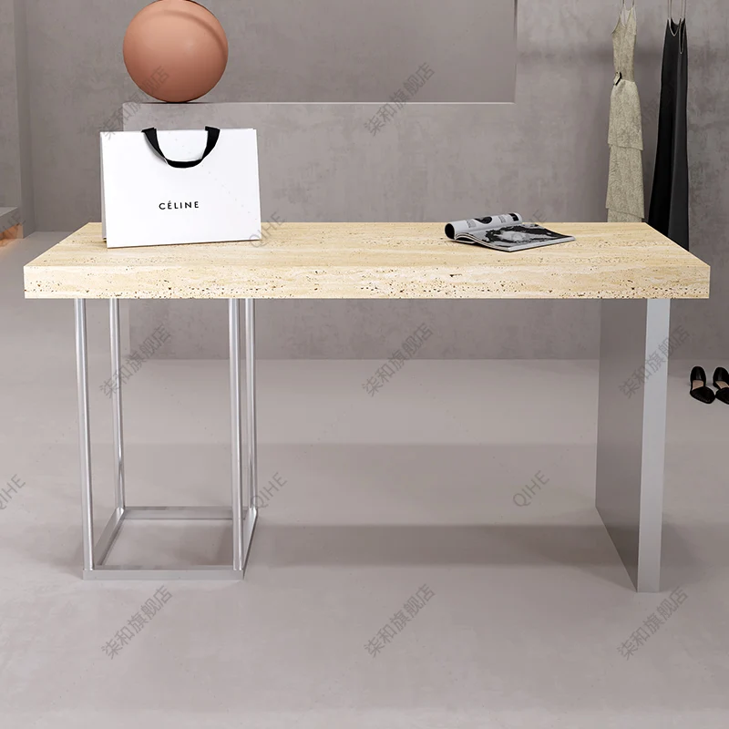 

Clothing store, shoe store, minimalist display table, perforated stone display table