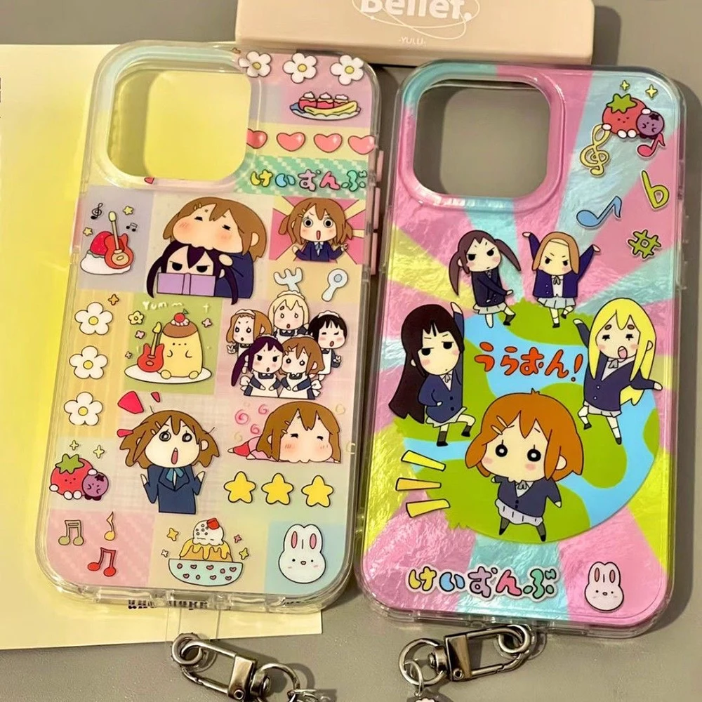 Anime K-ON Girls Cute Phone Case for Oppo Reno11 Reno12 Reno10 Reno8 Reno7 Reno6 Z F T Pro 4G 5G Feather Texture Back Cover