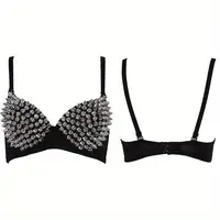 Sexy Rivets Punk Lingerie Underwear,Fashion Metallic Flash Rivet Bra with Wire Free for Women,Nightclub Party Bar Hot Bras - Image 6