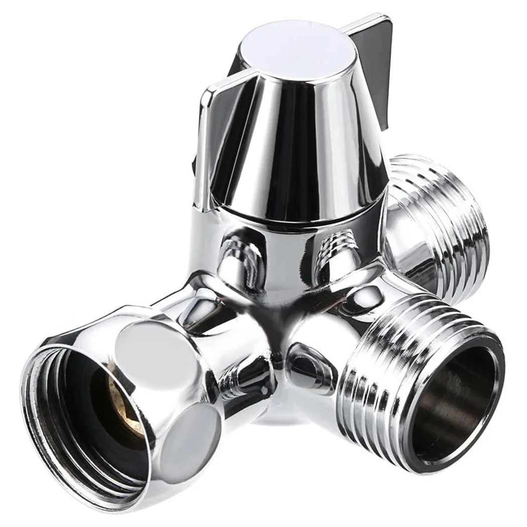 Shower Diverter Splitter Switch T-Adapter Toilet Valve 1/2 inch Water 3 Way Bathroom Bracket Home Hose Rotating