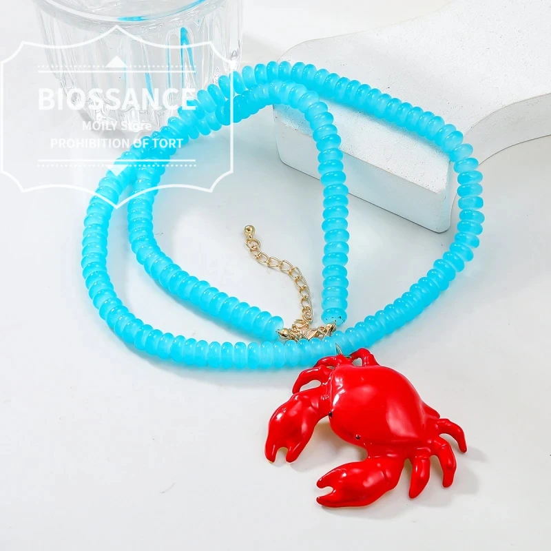 New Summer Beach Ocean Style Red Crab Pendant Necklace For Men And Women Exaggerated Hip Hop Jewelry Accessories Gifts Wholesale