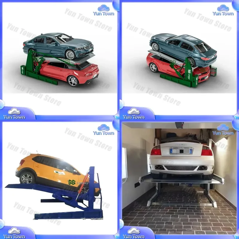 Low Ceiling Home Parking Garage Tilting 2 Post Car Parking Lift for SUV Truck Sedan Compact Vehicle Dual Level Storage