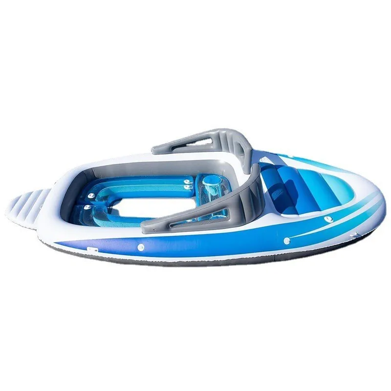 400x210x120cm Inflatable Yacht, Floating Party Boat,Large Water Island Raft,0.55mmPVC Floating Bed,for Lake Ocean River,6 Person