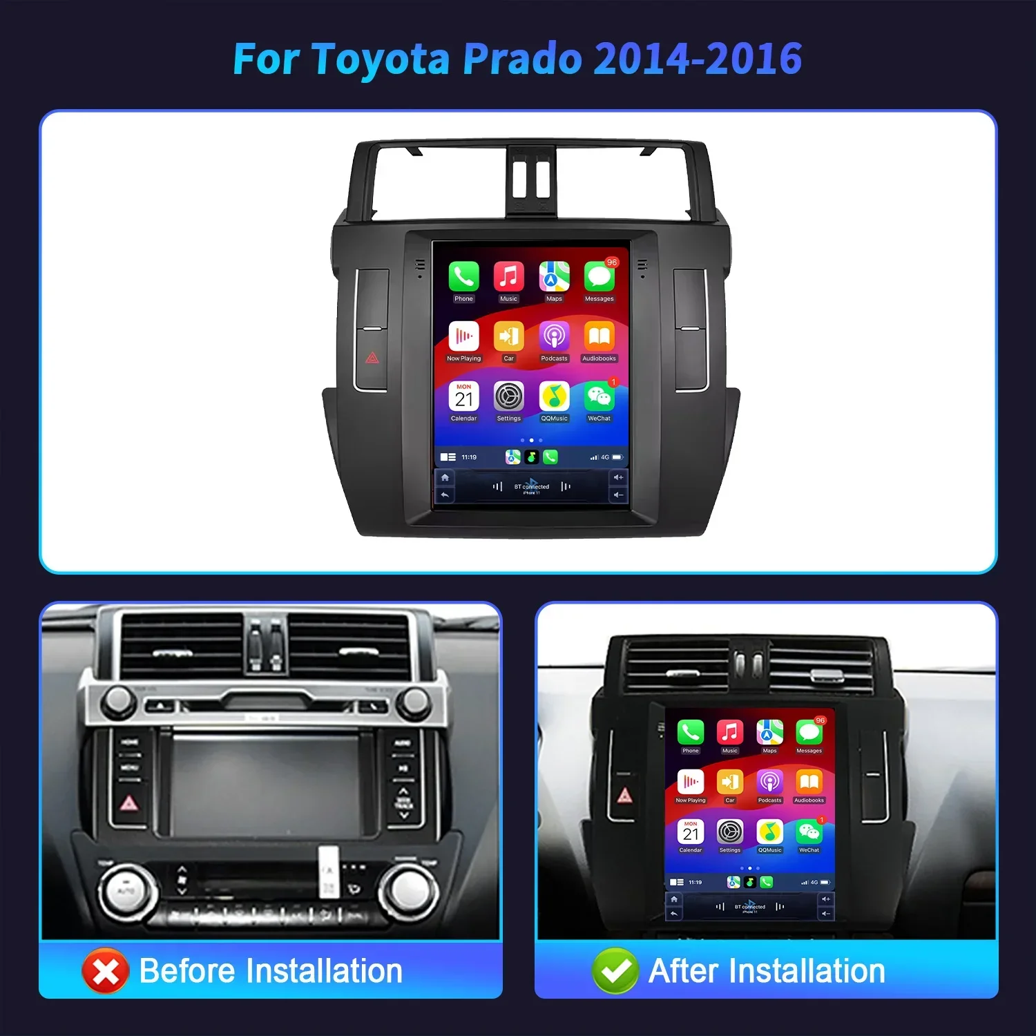 9.7inch For Toyota Prado 2014-2016 Android Auto Radio Car Radio Multimedia GPS Carplay Multimedia Navigation Screen Stereo GPS