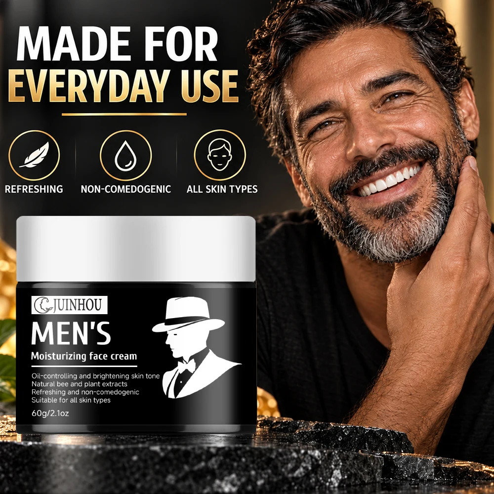 JUINHOU Men's Moisturizing Cream Tripeptide Complex Bee Derived Ingredients Glutathione Kojic Acid VC Brightening Smooth Skin