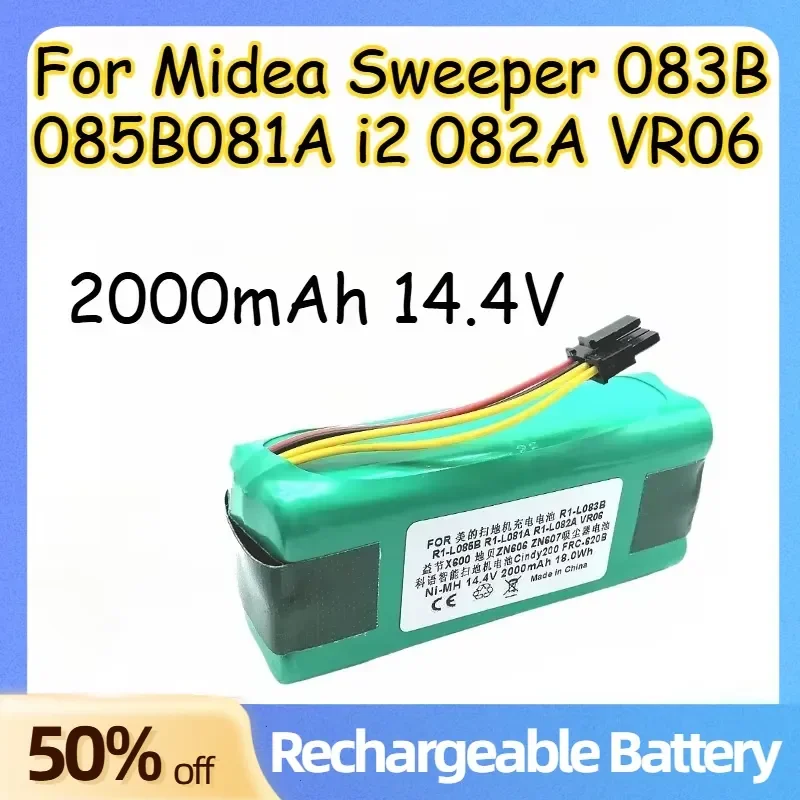 2000mAh 14.4V Lithium-ion Battery for Midea Sweeper 083B 085B081A i2 082A VR06 High Quality Rechargeable Batteries