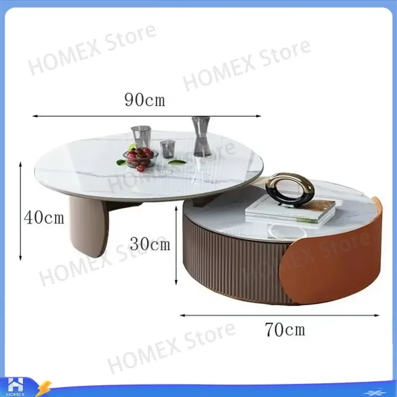 Round Marble Coffee Table Modern Nordic Luxury Living Room Furniture European Glam Aesthetic Center Table Trendy Home Decor