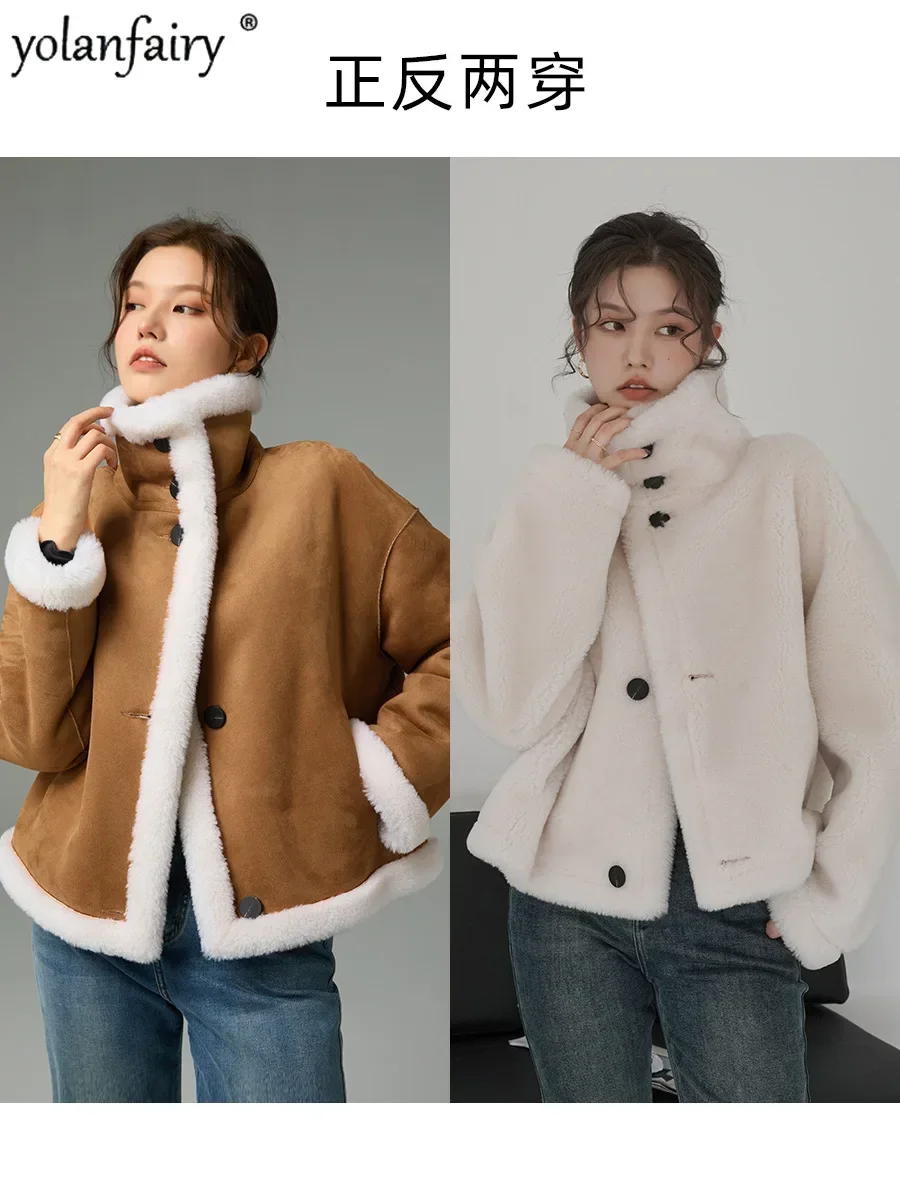 Natural Wool Fur Coat Women\'s Winter Jacket 2023 New Composite Fur Integrated Reversible Lapel Fur Coats & Jackets for Women FCY