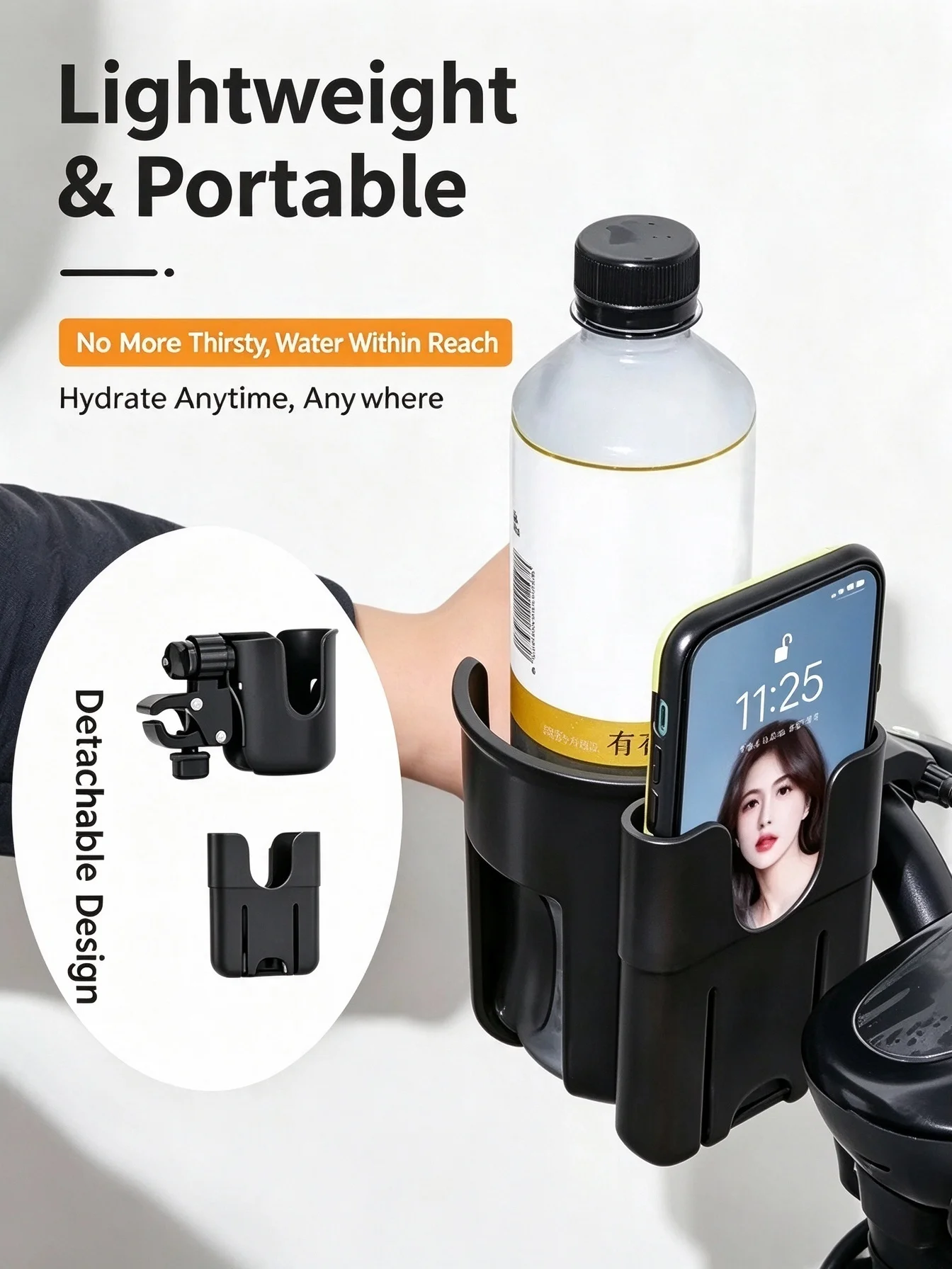 Universal Stroller Cup Phone Holder Adjustable Bottle Bracket for Stroller Wheelchair Baby Carriage