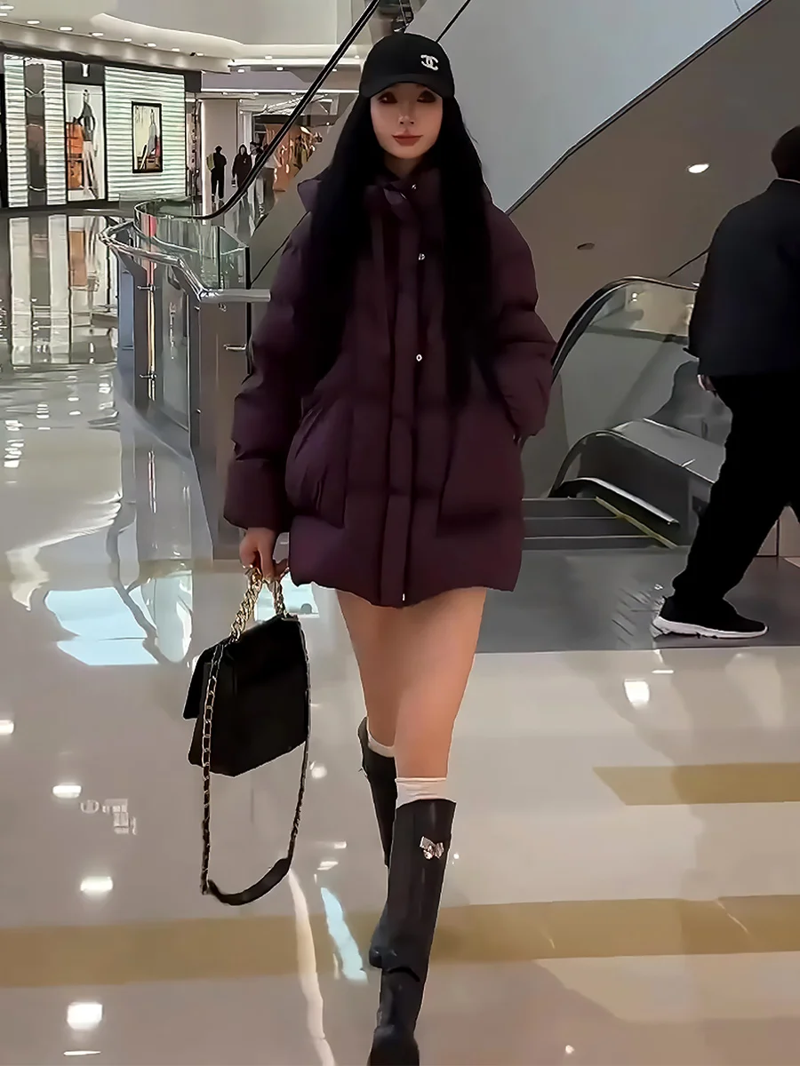 Abrigo de invierno Thiened Du down Puffer Jaet con capucha cálido Sli tamaño pequeño 2024 recién llegado nube espuma Sle