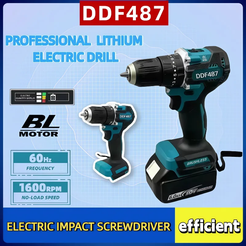 Fit makita ddf487 elétrica sem escova de alto torque impacto chave de fenda sem fio driver broca ferramentas elétricas para makita 18v bateria