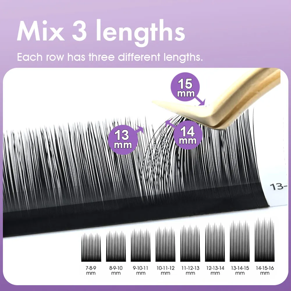 5 gevallen/partij MASSCAKU Camellia 1 Tweede Bloeiende Lash Extension Mix Lengte Zelfmakende Auto Fans Individuele Wimpers Bundel verkoop