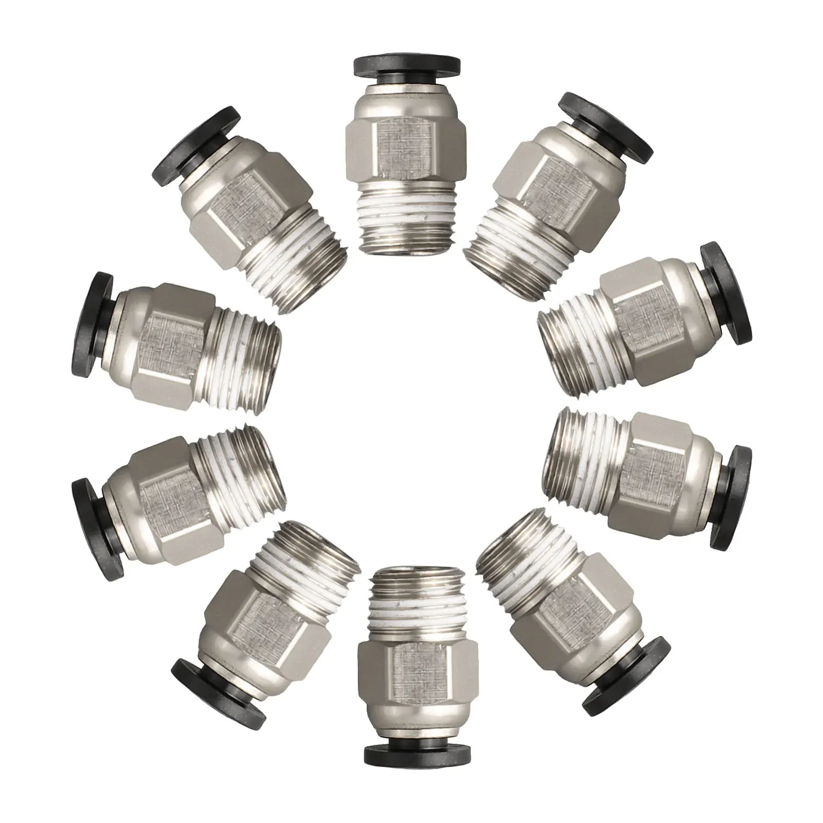 

PC4M10 Pneumatic Male Straight Push In Connector For PTFE Tube With Stainless Steel Thread Designed For 3D Printer Extruder Use