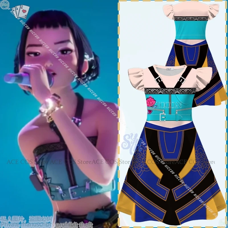 

Kid Zoey Ame Style Huntrix аниме Kpop Demon Хэллоуин косплей костюм девушки группы Idol Huntrix косплей Disfraz Mujer карнавал