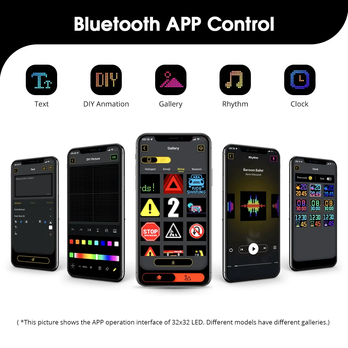 ديكور السيارة الذكية LED بكسل مصفوفة عرض لوحة الشاشة USB الطاقة مع حامل تمتص تدوير مجاني APP التحكم صورة النص نمط تسجيل