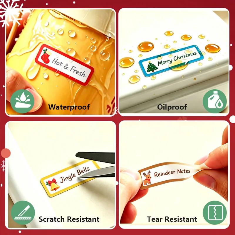 12x40mm MERRY Christmas Klebeetikett Phomemo D30 Marklife P15 P12 Weihnachtsmann-Design Geschenk Festival Dekoratives Papierkartenetikett – Detail 3