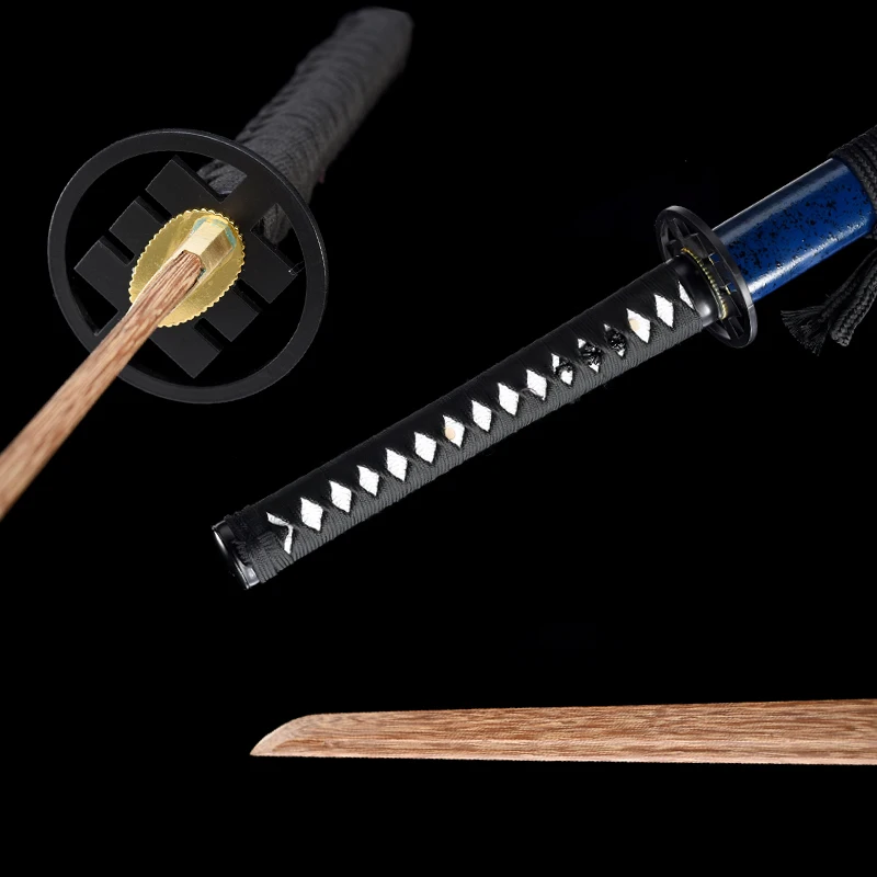 Custom-made Home Decor Artifacts, Ninja Katana Japanese Training Sword Straight Blade Wood Saya Iron Tsuba  Type HB