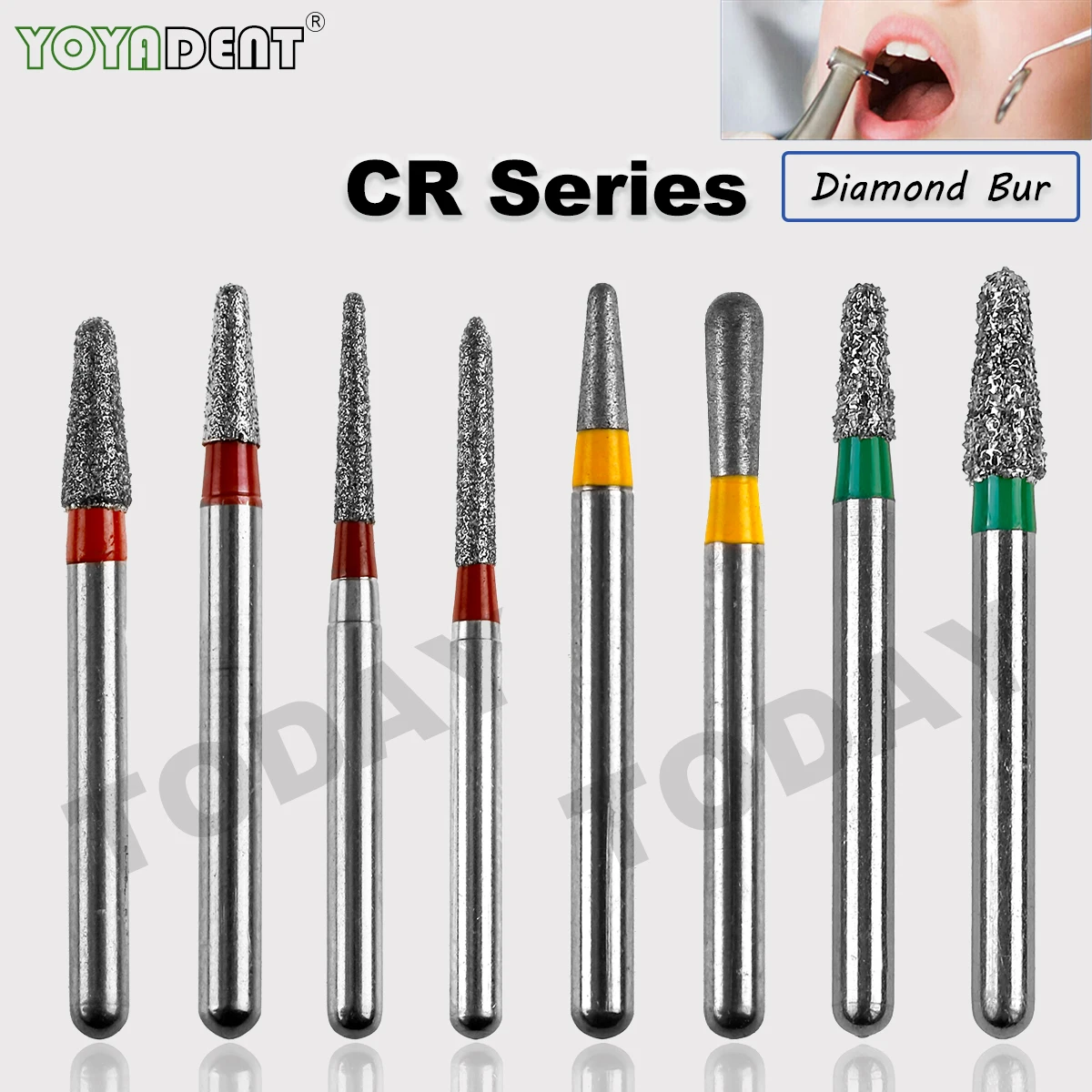 

CR Type Dental Burs Diamond Burs FG 1.6mm For High Speed Handpiecess Polishing Smoothing Dentistry Material 10Pcs/Pack