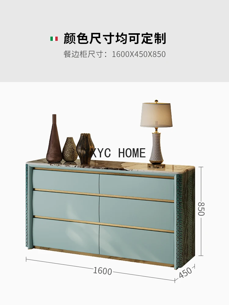 Light Luxury Chest of Six Drawers Chest of Drawers Fashion Marble High-End TV Cabinet Complete Bedroom