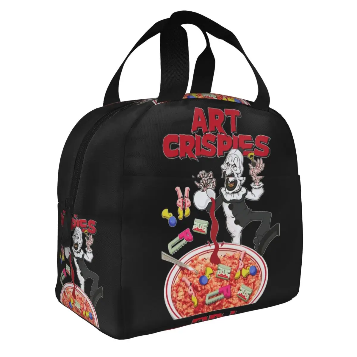 Custom Art Crispies Terrifiers Halloween Horror Movie Lunch Bag Men Women Cooler Thermal Insulated Lunch Boxes for Adult Office