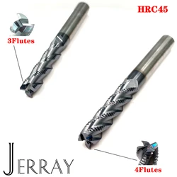 JERRAY D4 6 8 10 12mm 3, 4 flety HRC45 frezarki zgrubne z węglika wolframu i węglika narzędzie do frezowania do cięcia metalu frez CNC