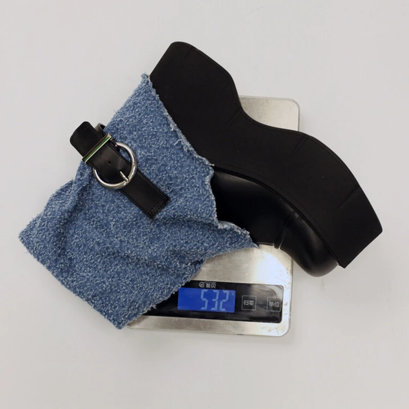 ORCHA LISA أحذية النساء جديد النساء حذاء من الجلد 9 سنتيمتر إسفين كعب 5.5 سنتيمتر عالية منصة جولة تو أسود أبيض حجم كبير 41 43 الأحذية نمط